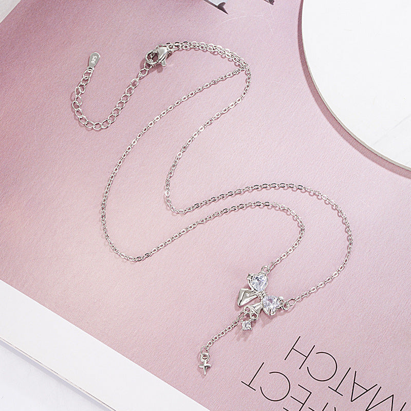 Wholesale Bow Tassel Star Copper Necklace